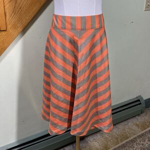 Outback Women's Sz S Chevron Stripes Skirt Coral & Beige Preppy Academia Career